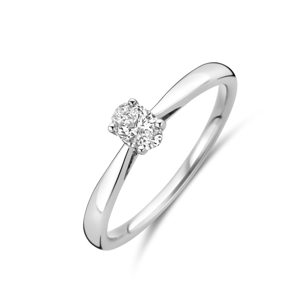 Facette - 14krt witgouden ring met LG diamant 0,25ct GHSI