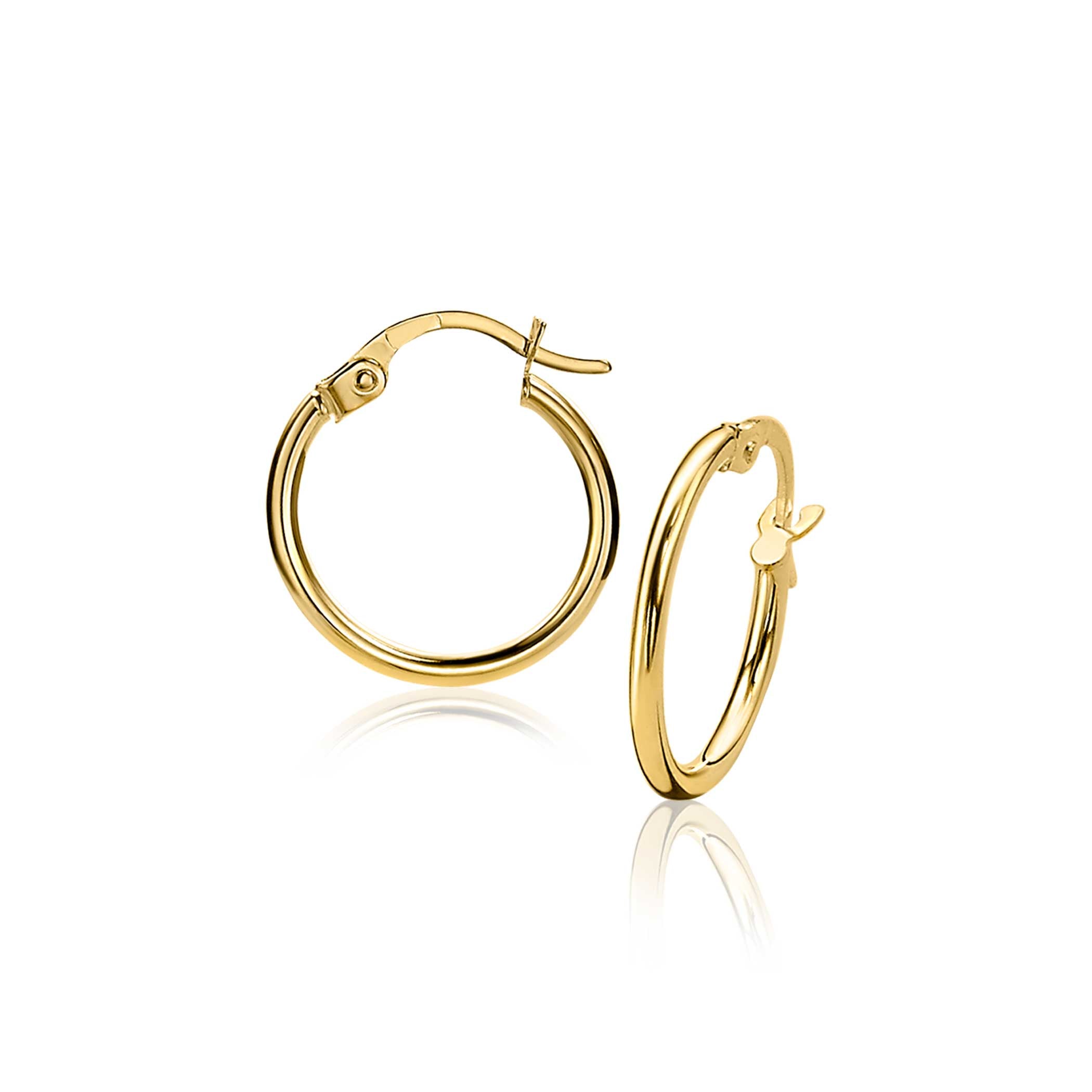 ZINZI Gold 14 karaat gouden oorRing ronde buis 15 x 1,5mm ZGO127