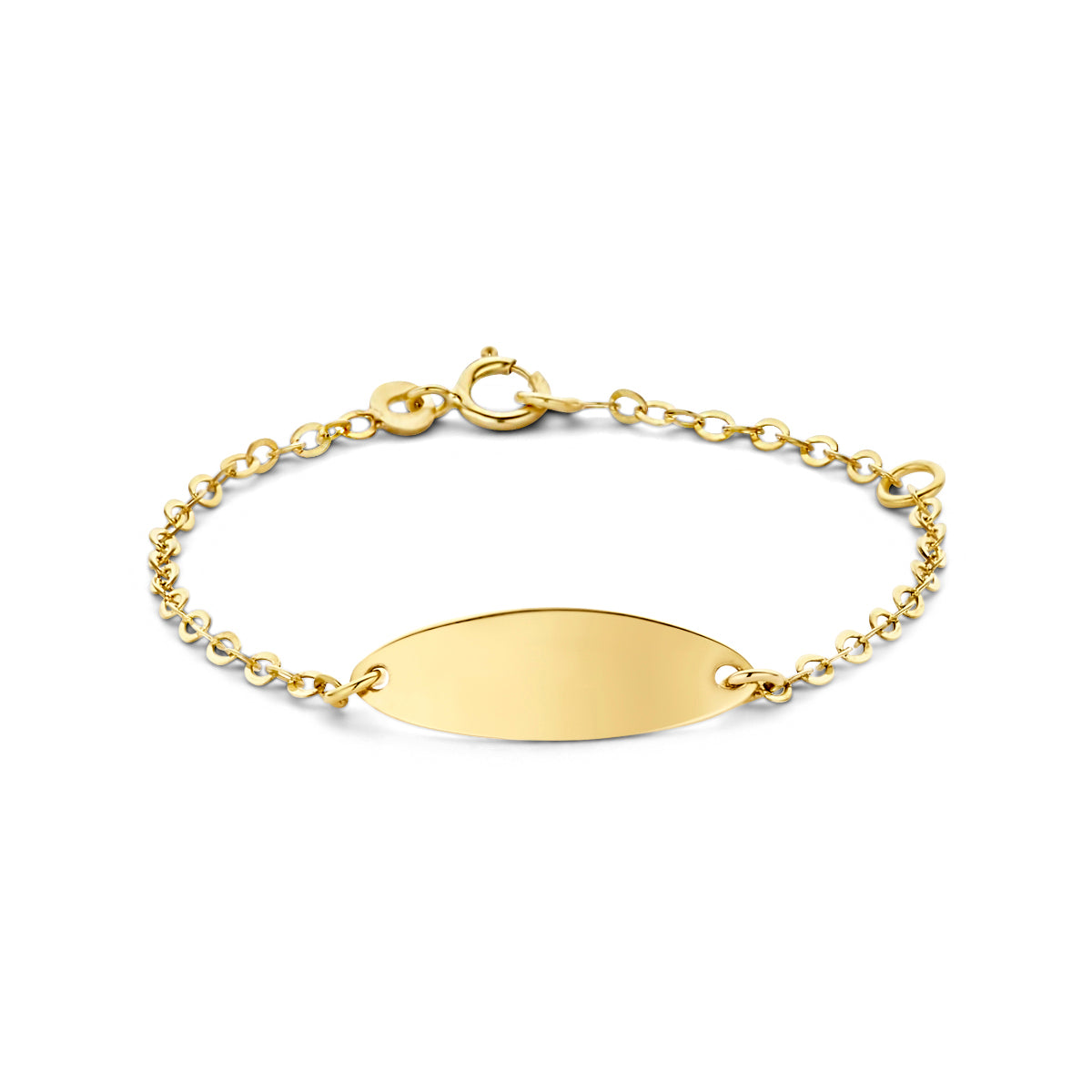 9krt geelgouden graveerarmband anker plaat 6mm | 11-13cm