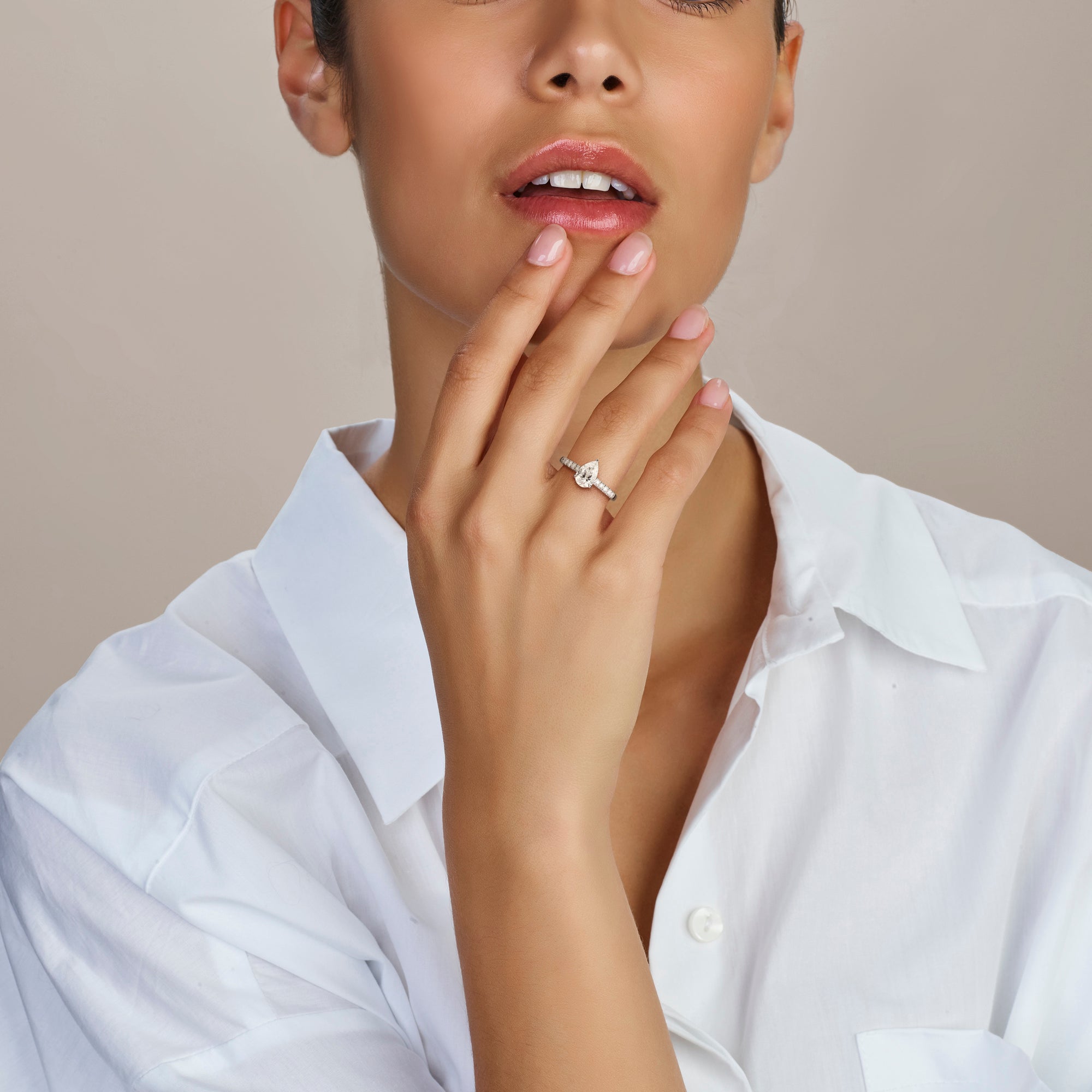 Facette - 14krt witgouden ring met LG diamant 1,225ct GHSI - Inclusief IGI certificaat 1.03 F-VVS2