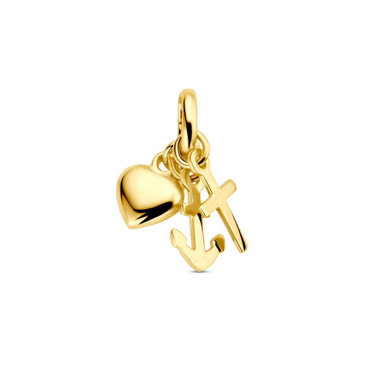 14krt geelgouden hanger geloof, hoop en liefde | 15mm