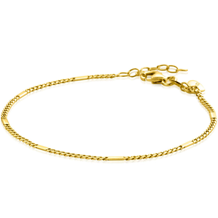 ZINZI Gold 14 krt gouden gourmet armband met plaatjes 1.5mm breed. lengte 17-19cm ZGA426