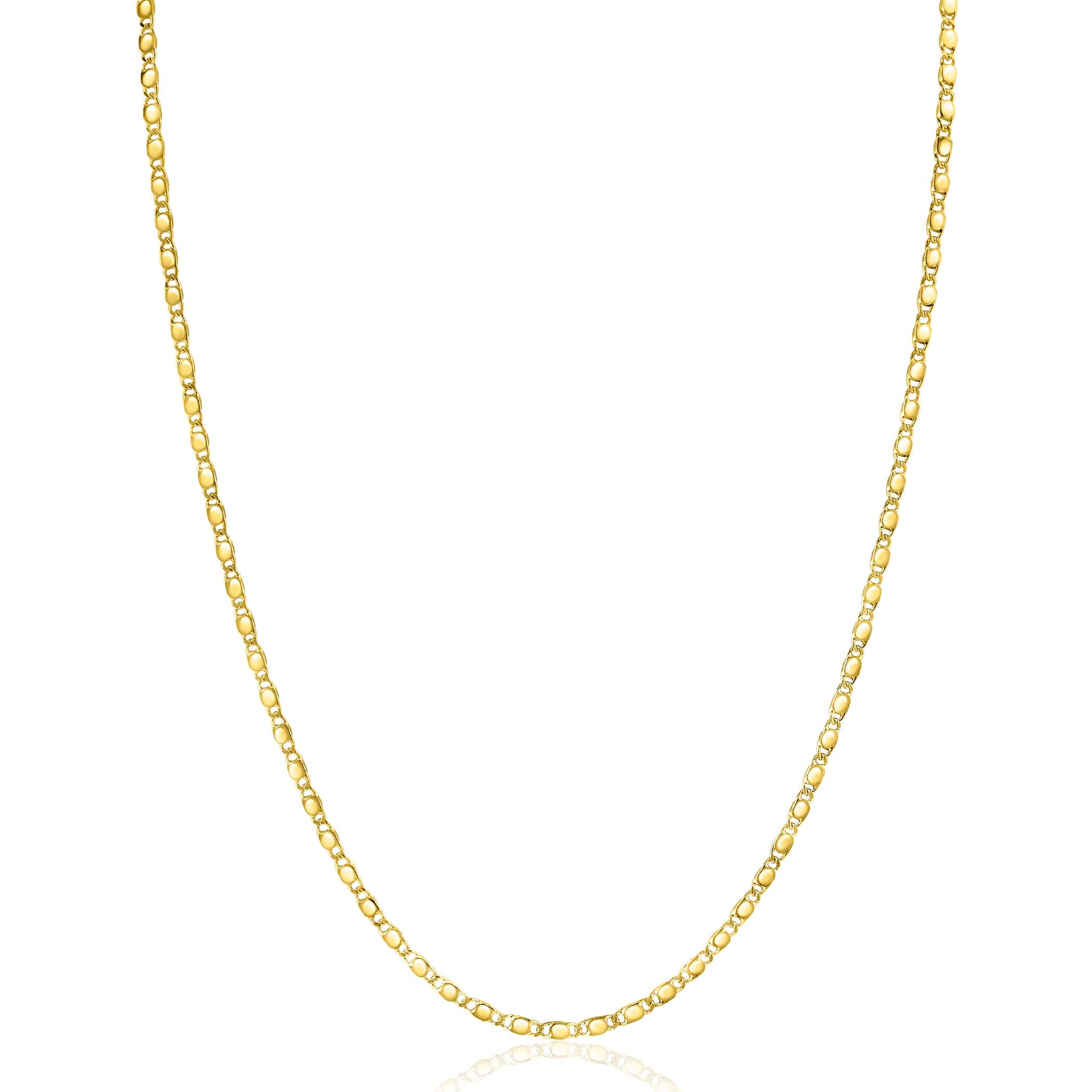 ZINZI Gold 14 karaat gouden massieve ketting met glanzende fantasie plaatjes 1.7mm breed 41-43cm ZGC497