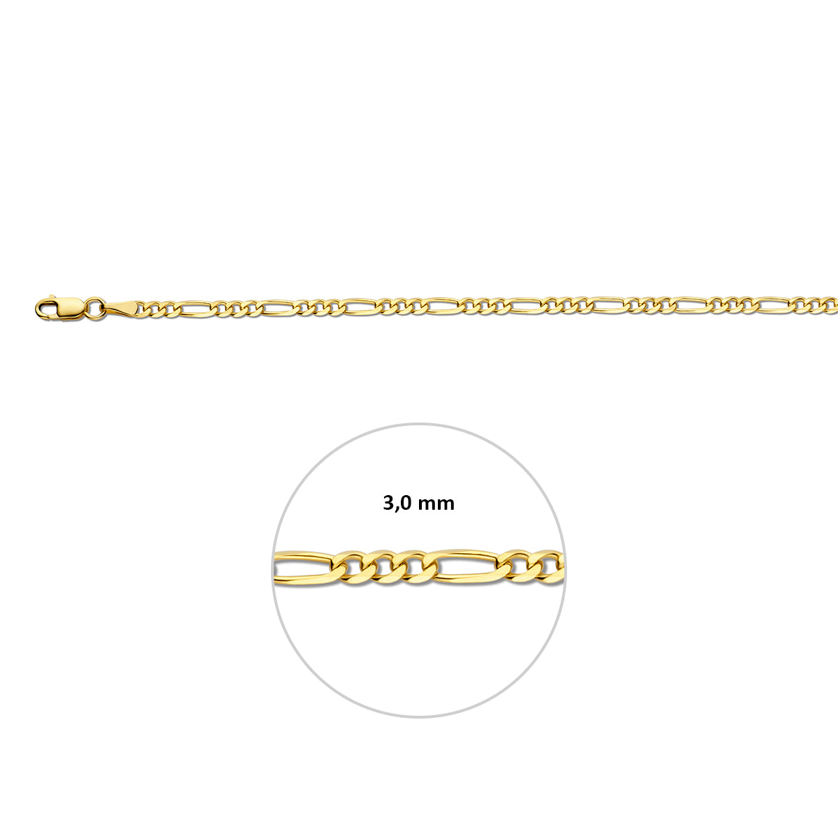 14krt geelgouden collier figaro 3,0mm - 60cm