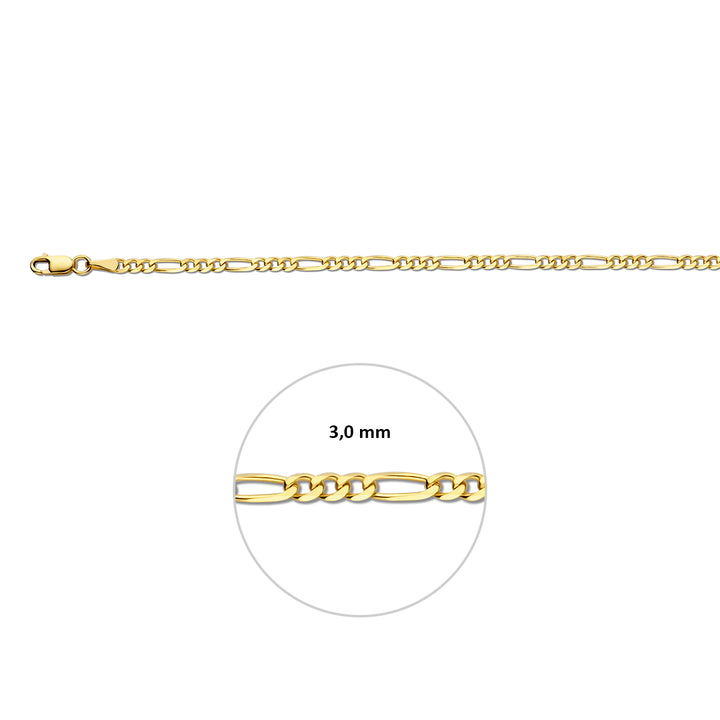 14krt geelgouden collier figaro 3,0mm - 60cm