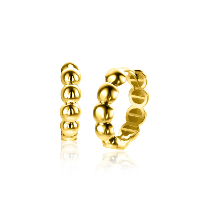 13mm ZINZI Gold 14 krt gouden oorRing met bolletjes design met luxe klapsluiting 13mm x 3.3mm buis ZGO432