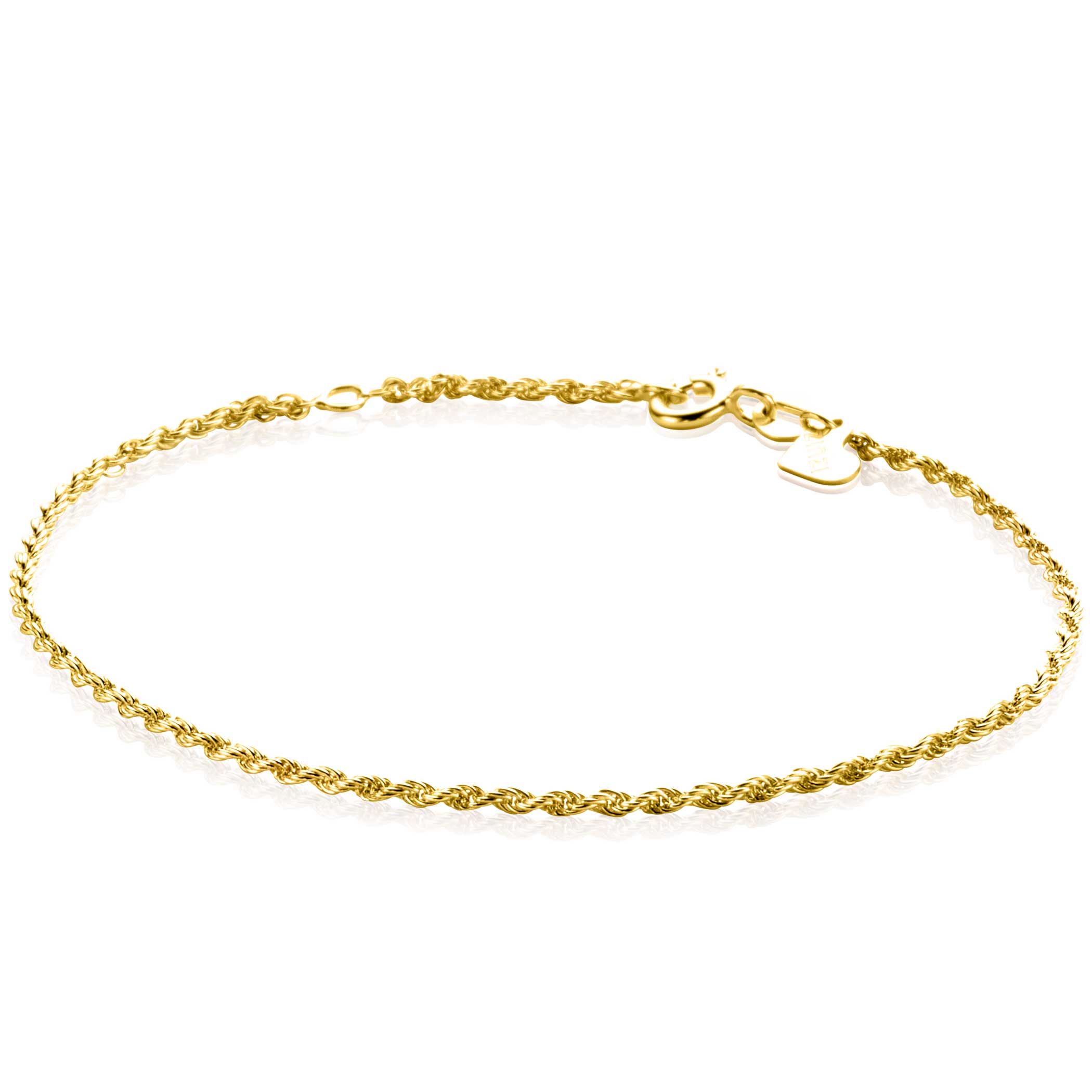 ZINZI Gold 14 krt gouden koord armband 1.6mm breed. lengte 17-19cm ZGA398