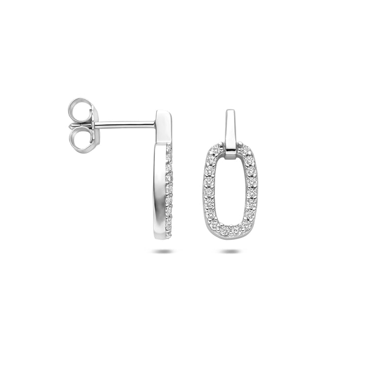 Zilveren oorknoppen zirkonia | 16,5x7mm