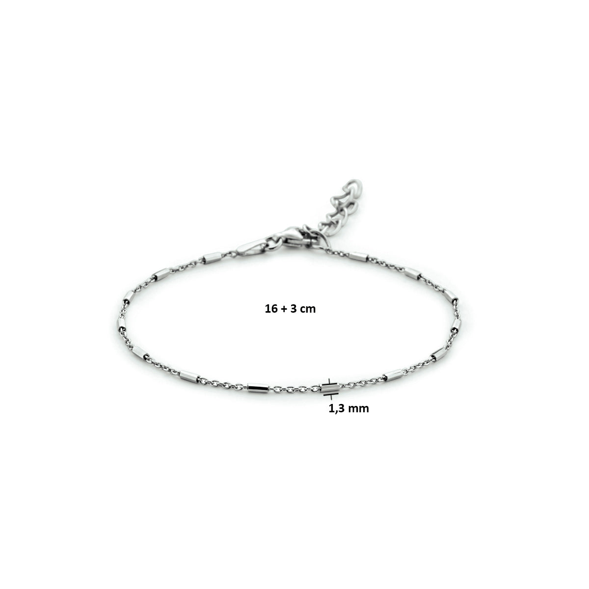 Zilveren armband buisjes 1,3mm | 16-19cm