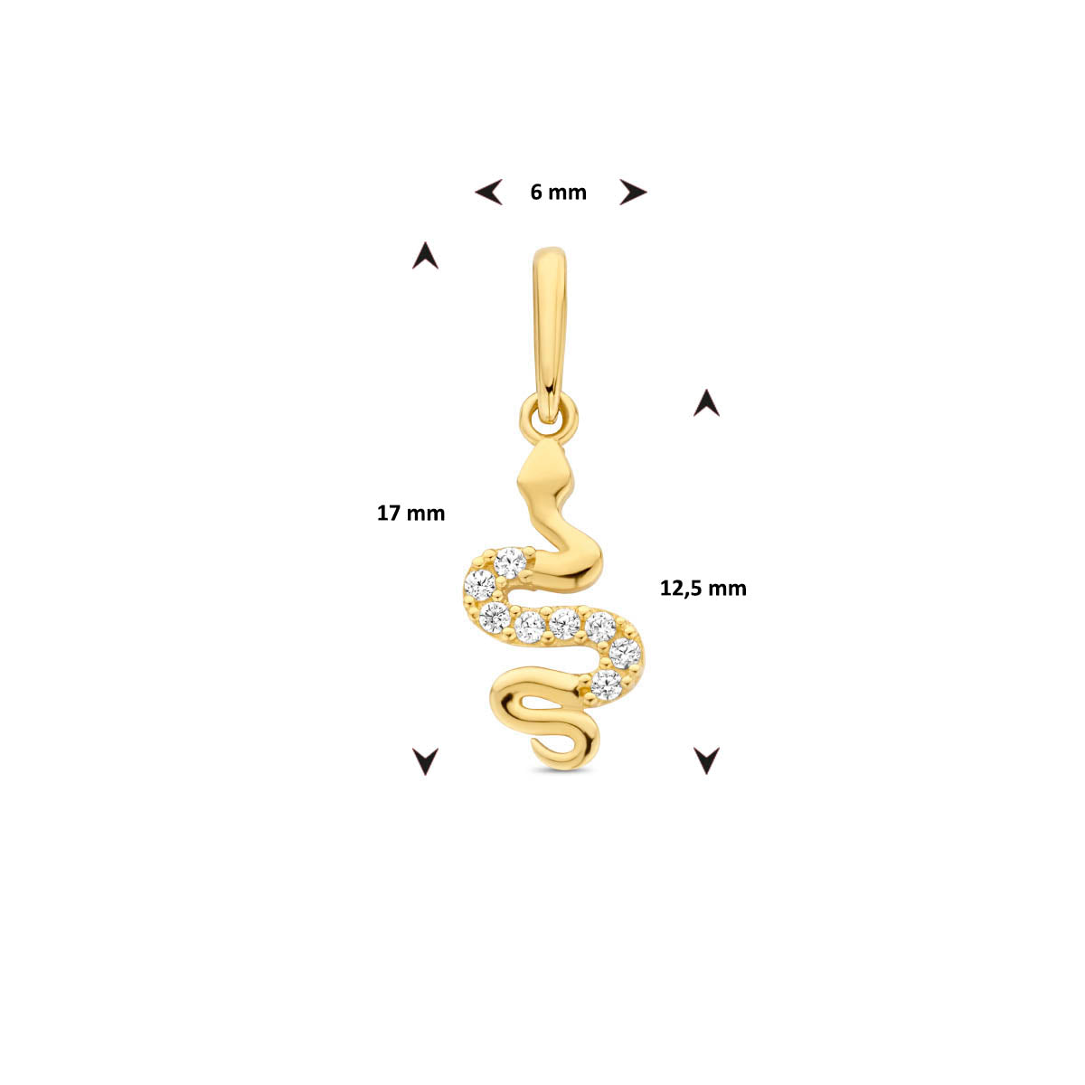 14krt geelgouden hanger slang zirkonia | 12,5x6mm