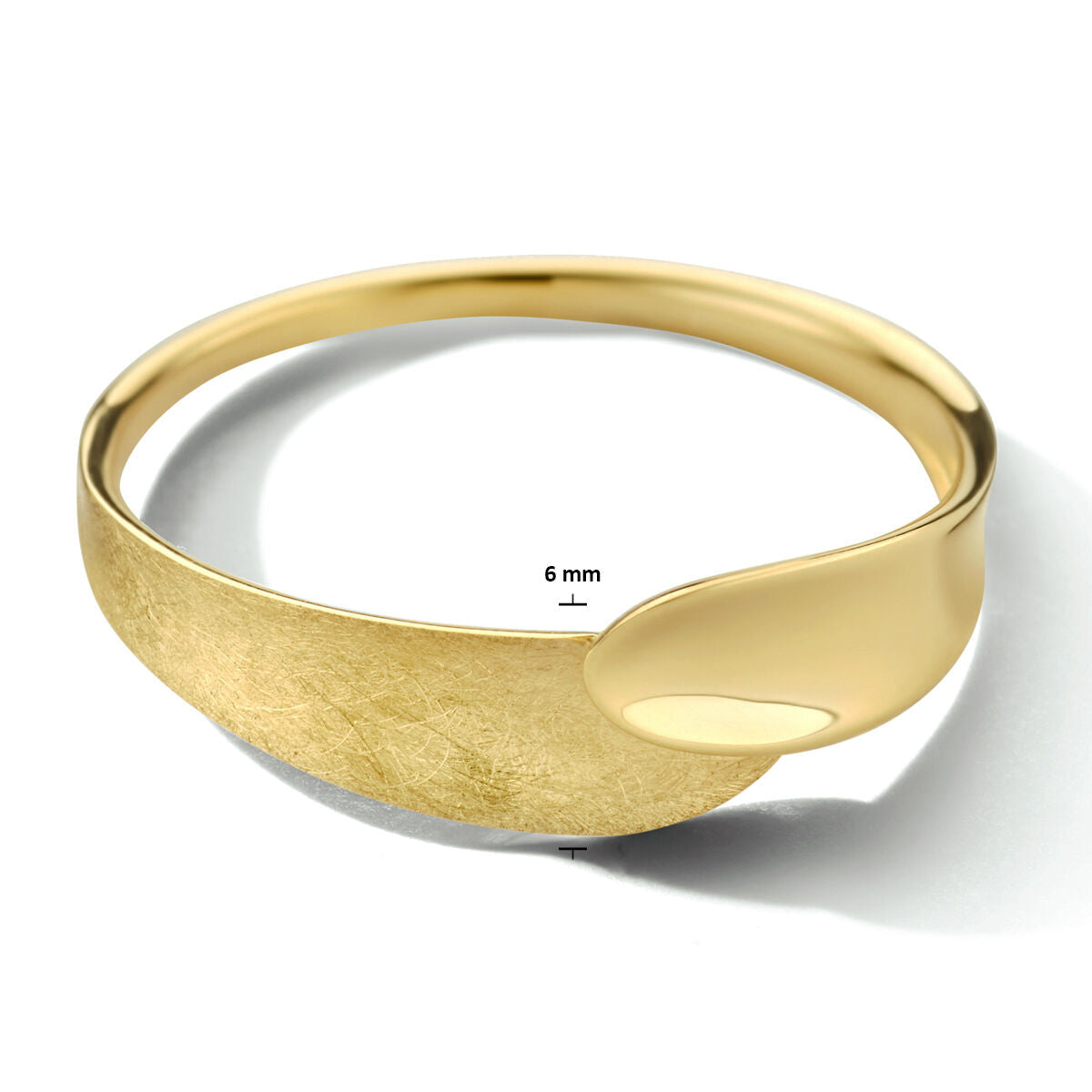 14kt geelgouden ring bewerkt 6mm