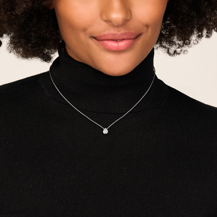 Zilveren collier druppel zirkonia  | 41-43-45cm