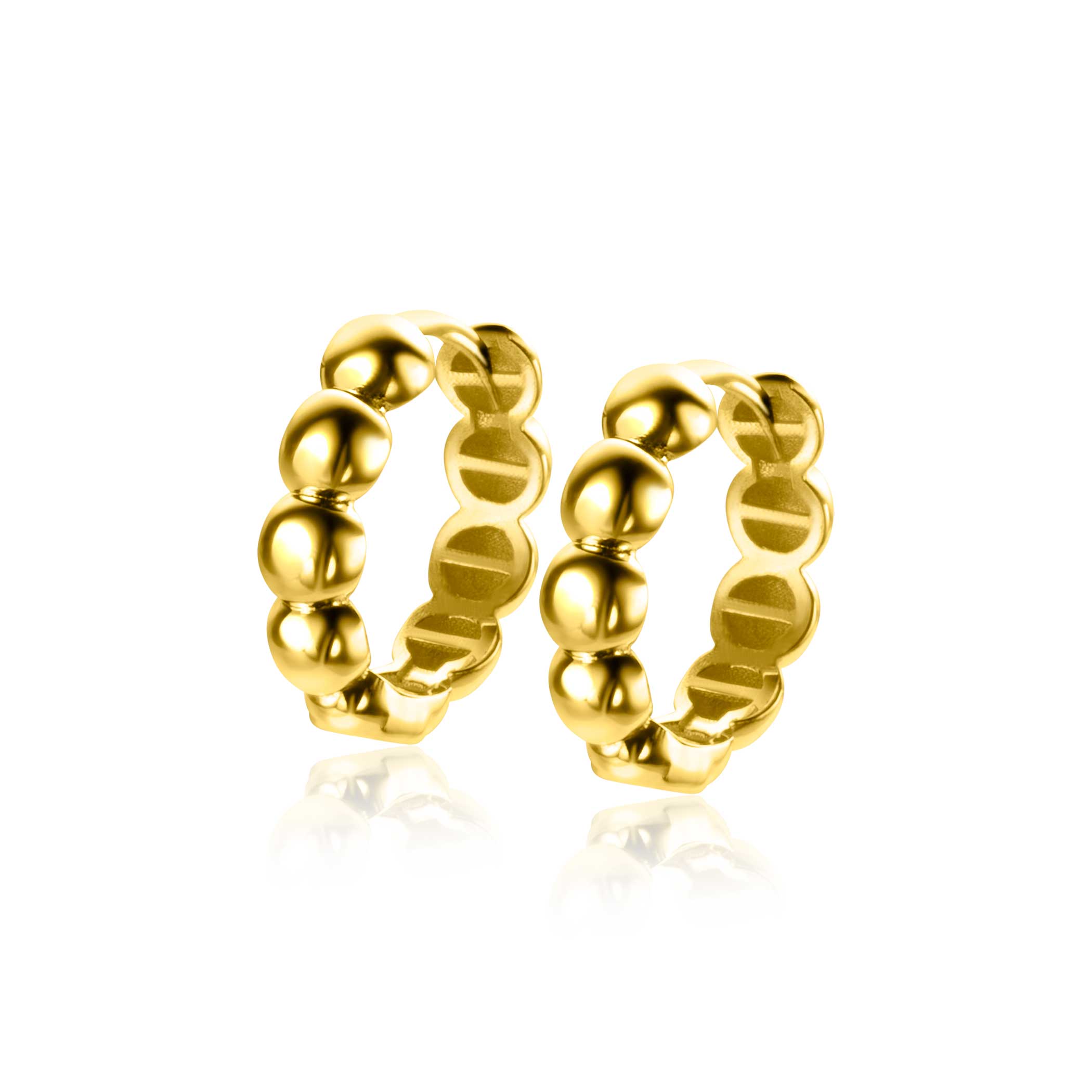 13mm ZINZI Gold 14 krt gouden oorRing met bolletjes design met luxe klapsluiting 13mm x 3.3mm buis ZGO432