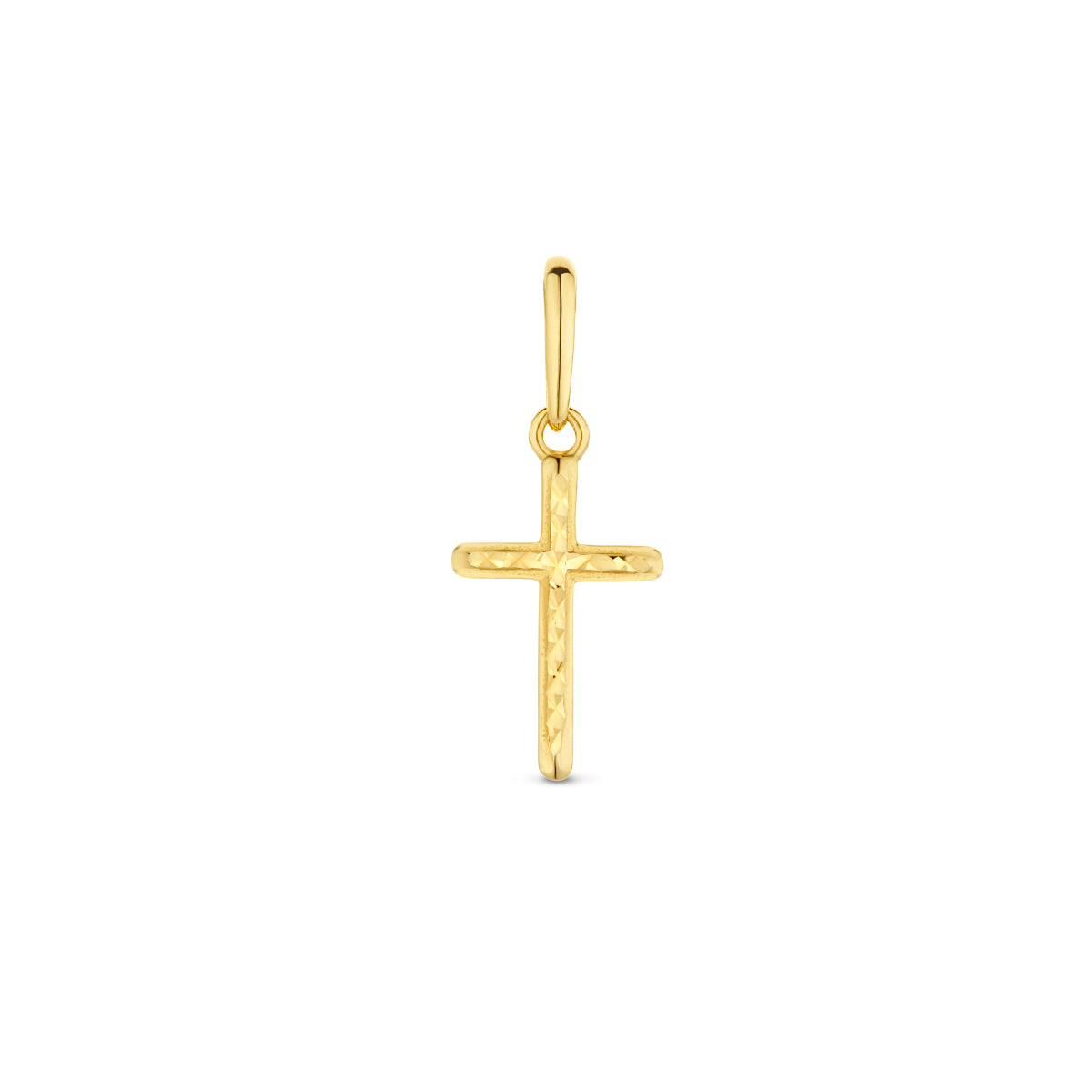 14krt geelgouden hanger kruis gediamanteerd 11x7mm