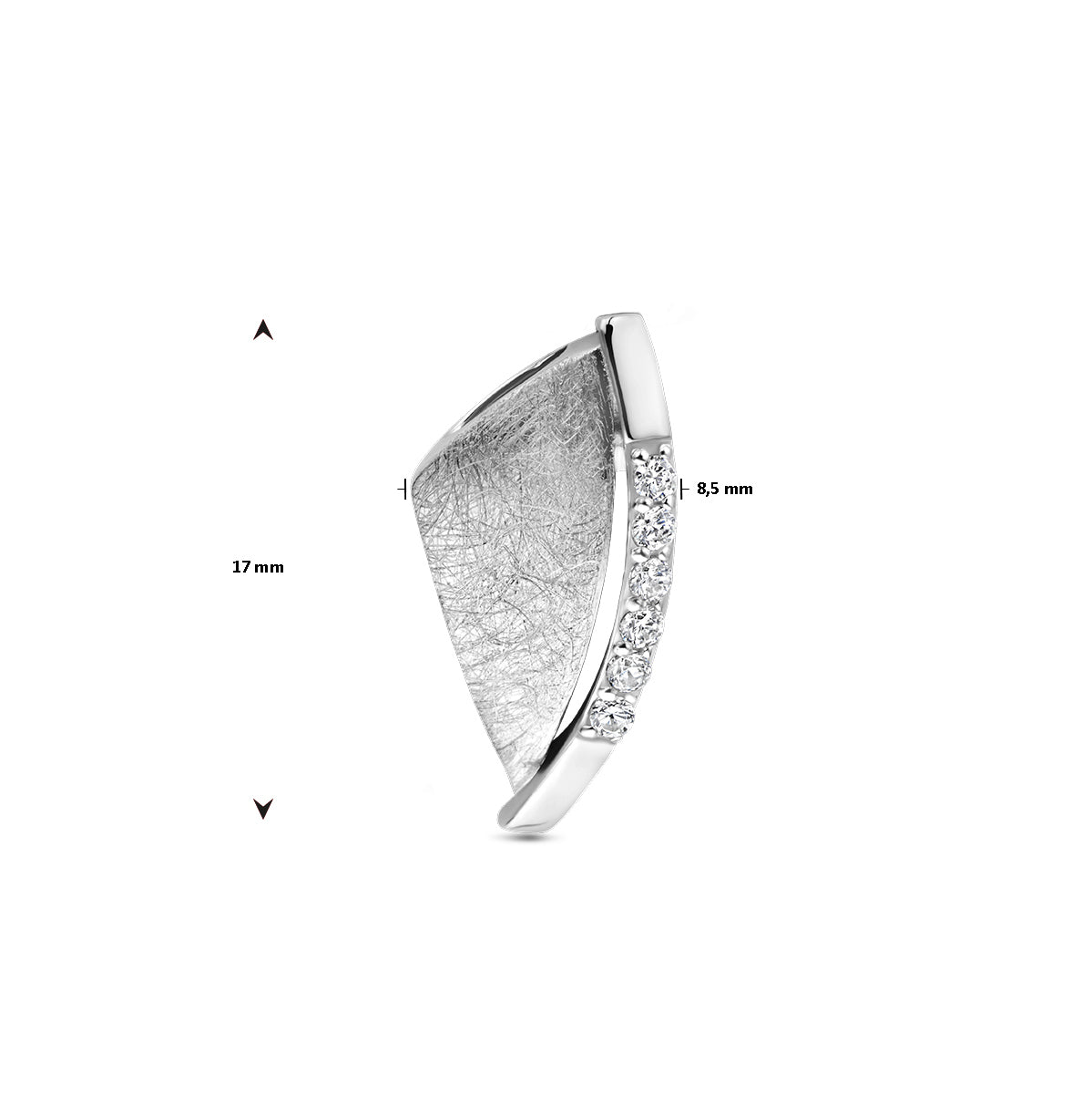 zilveren hanger zirkonia ijsmat 17x8,5mm