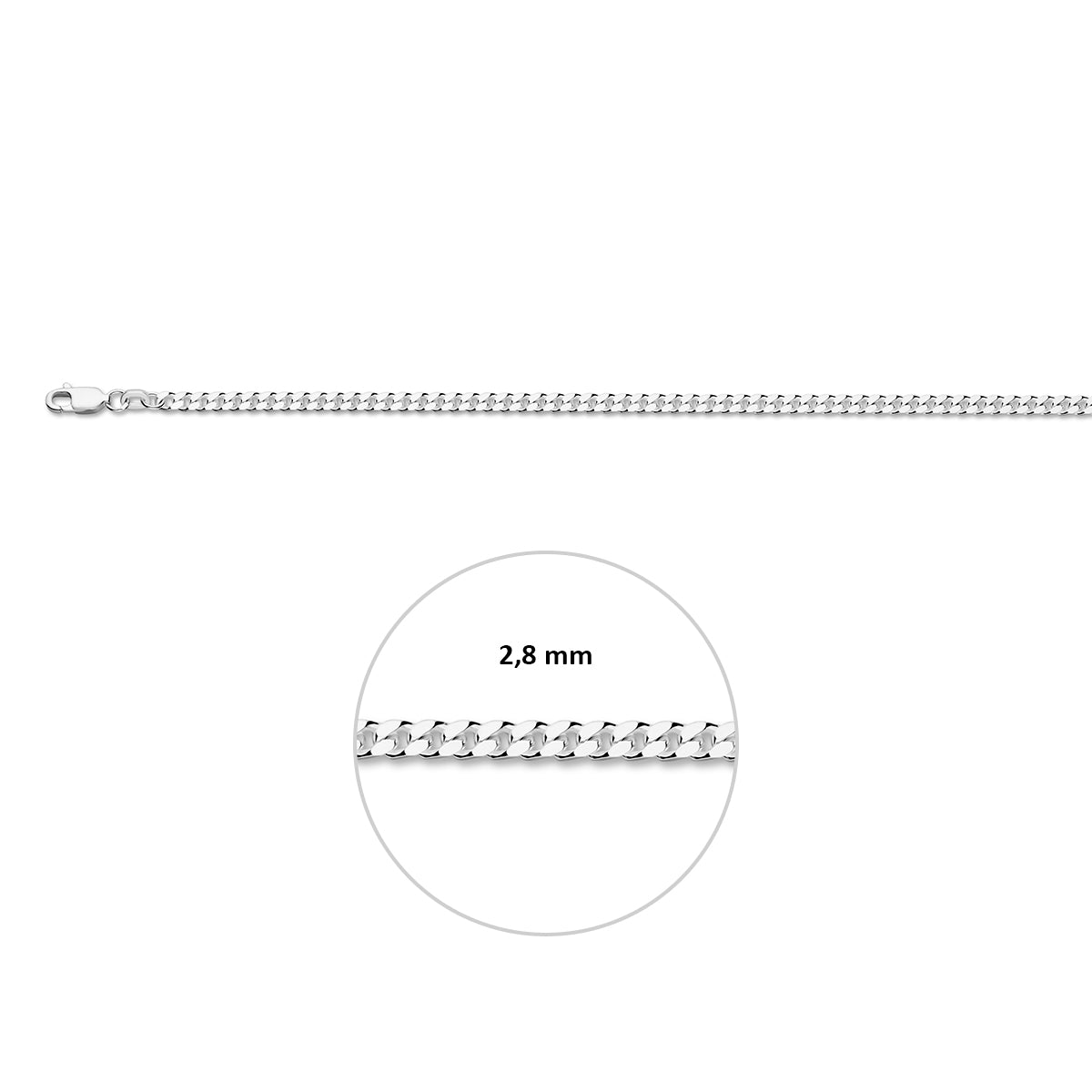 Zilveren lengtecollier - gourmette 6-zijdes geslepen 2.8mm