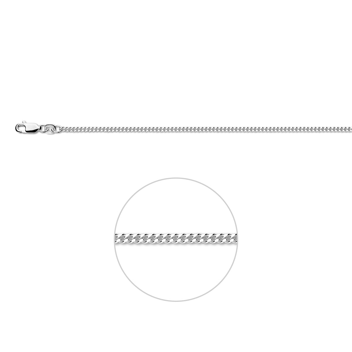 Zilveren lengtecollier - gourmette 2,1mm