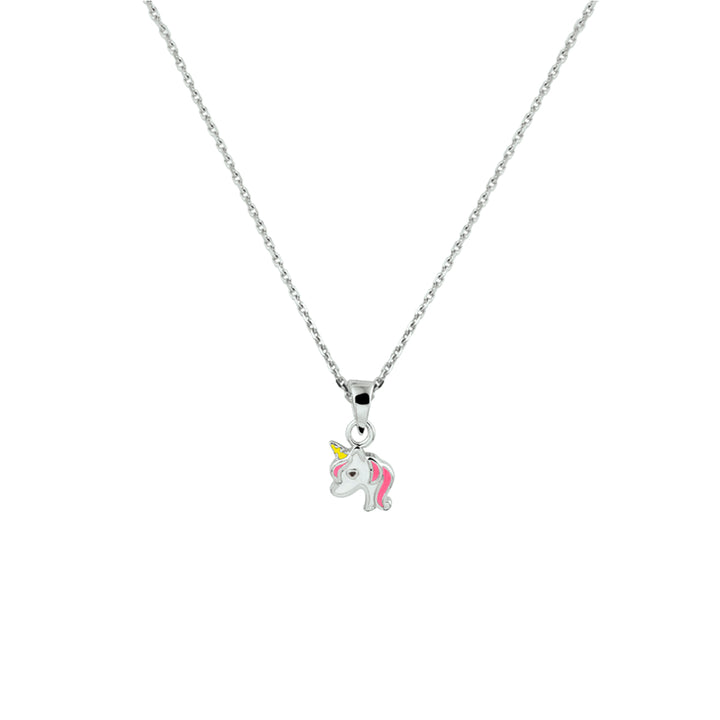 Zilveren collier emaille eenhoorn | 36+4cm