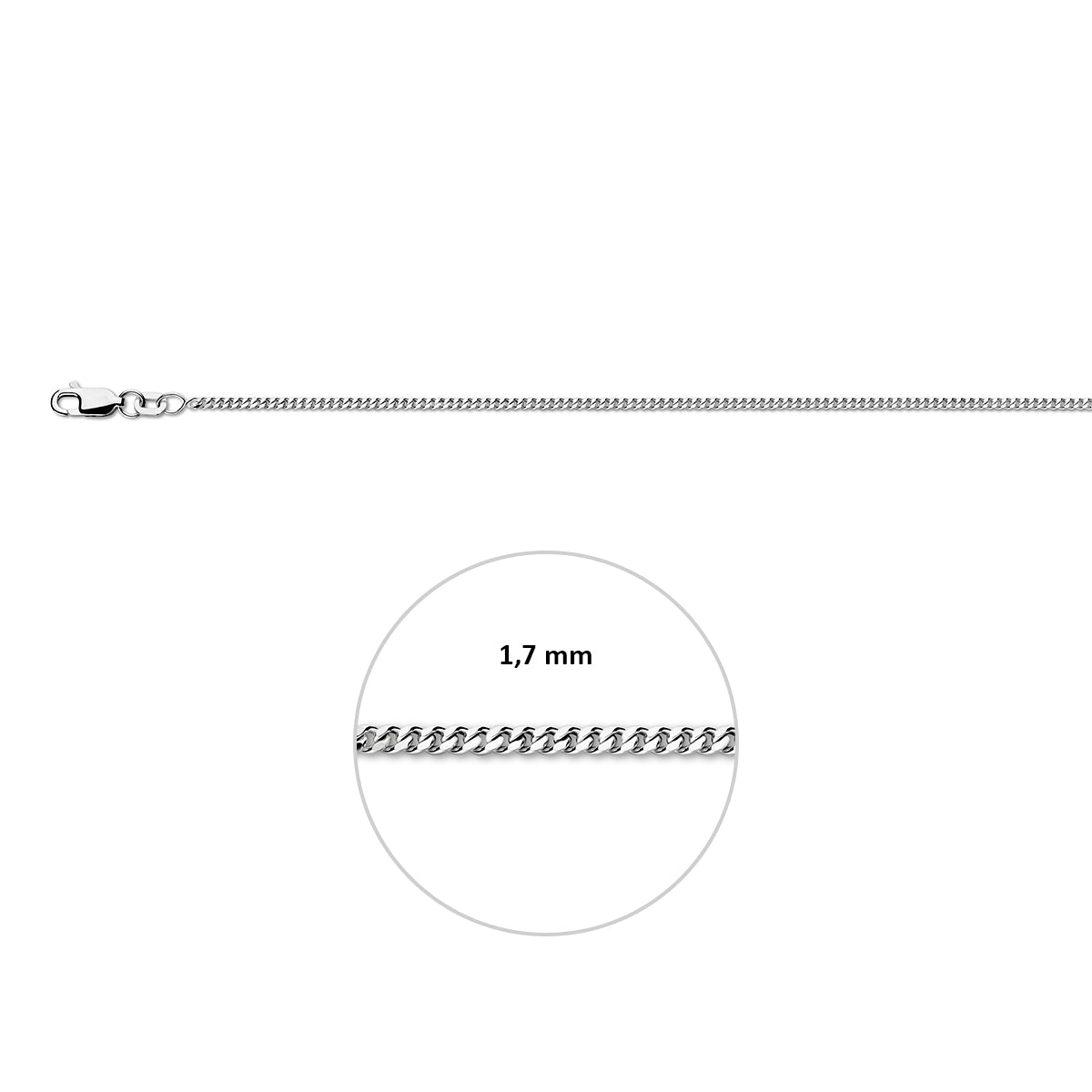 Zilveren lengtecollier - gourmette 1,7 mm