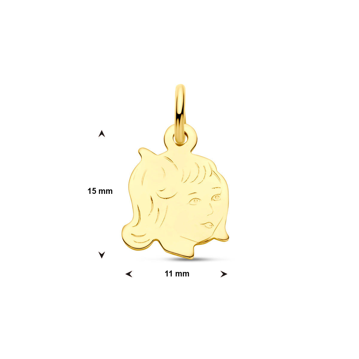 14krt geelgouden hanger meisje | 15x11mm