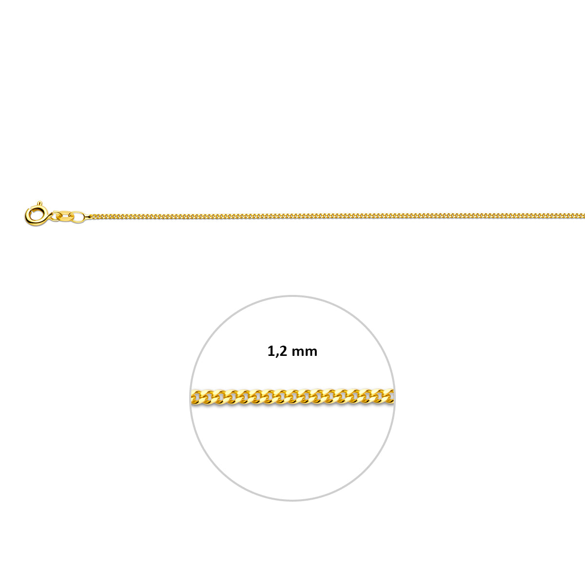 Doublé geelkleurig lengtecollier - gourmette 1,2mm