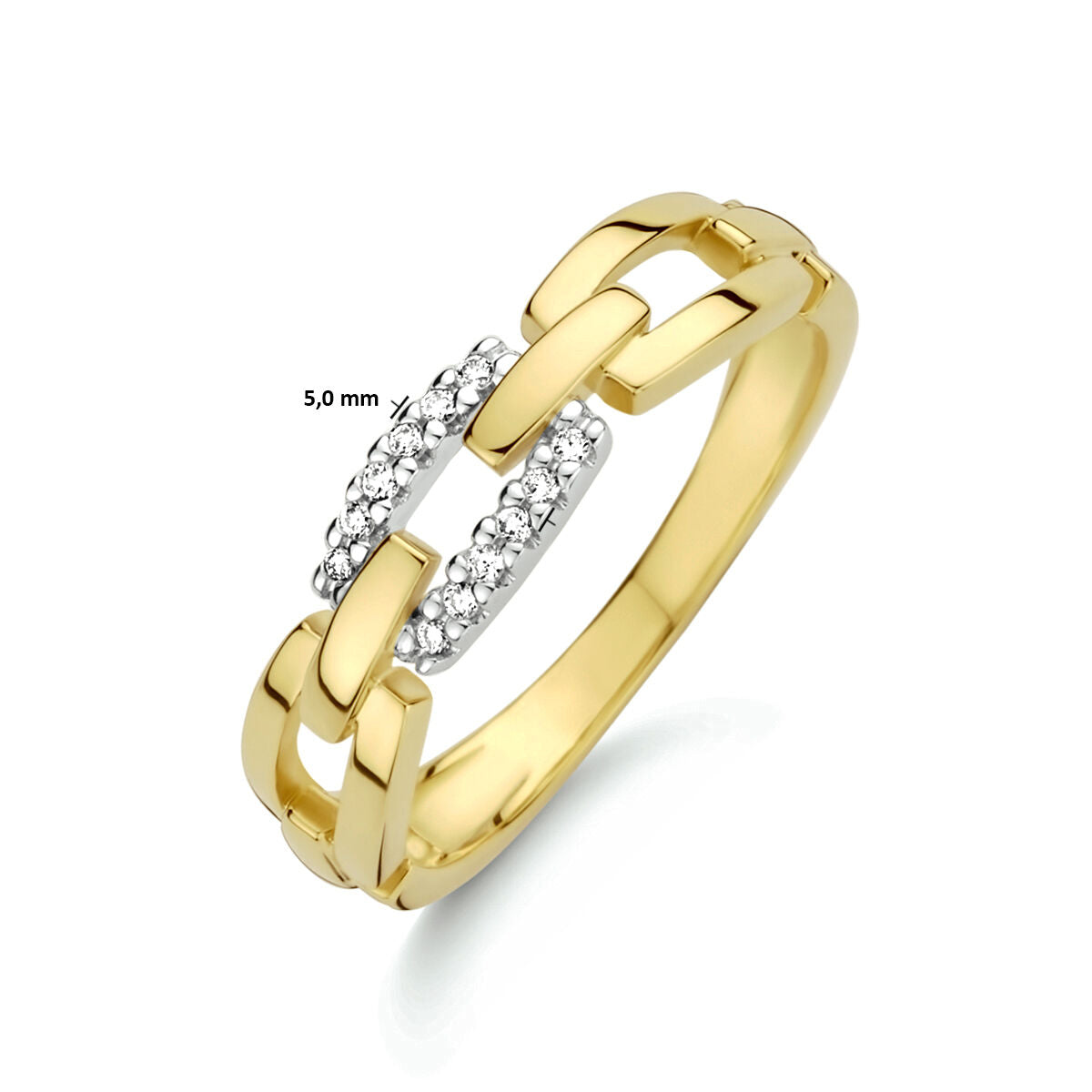 14kt bicolor gouden ring briljant 0.05ct