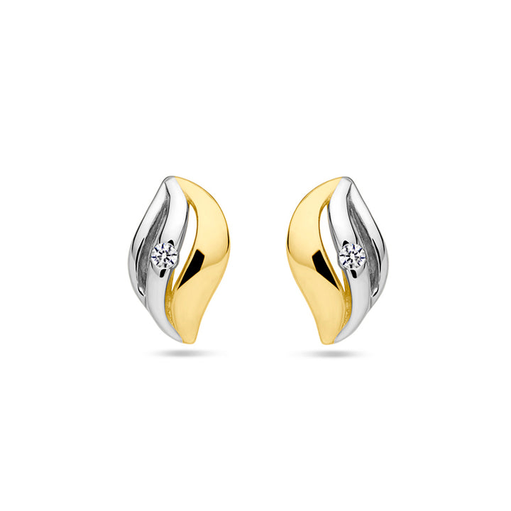 Zilveren vergulden oorknoppen met zirkonia 11,5x7mm