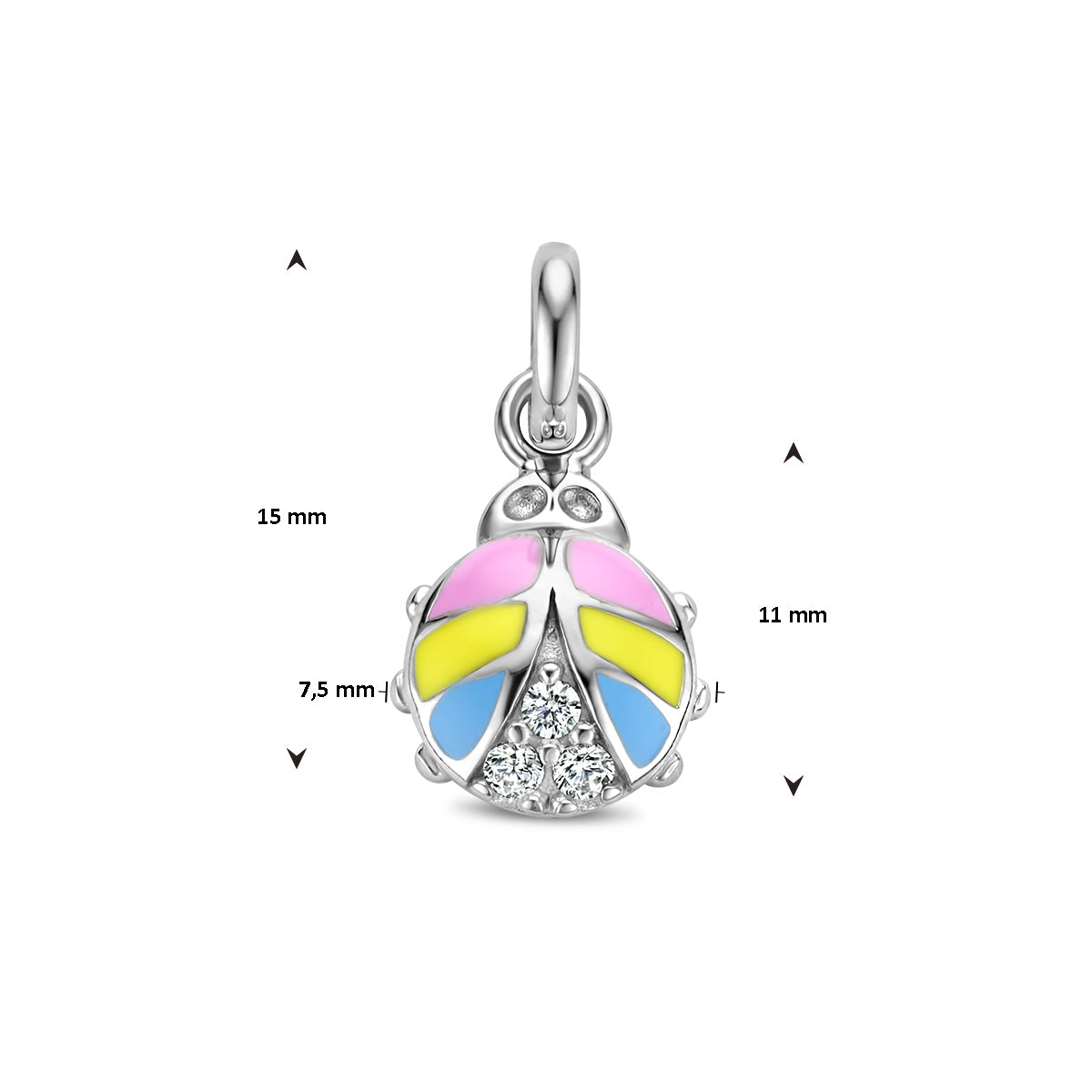 Zilveren hanger lieveheersbeestje zirkonia | 7,5x11mm