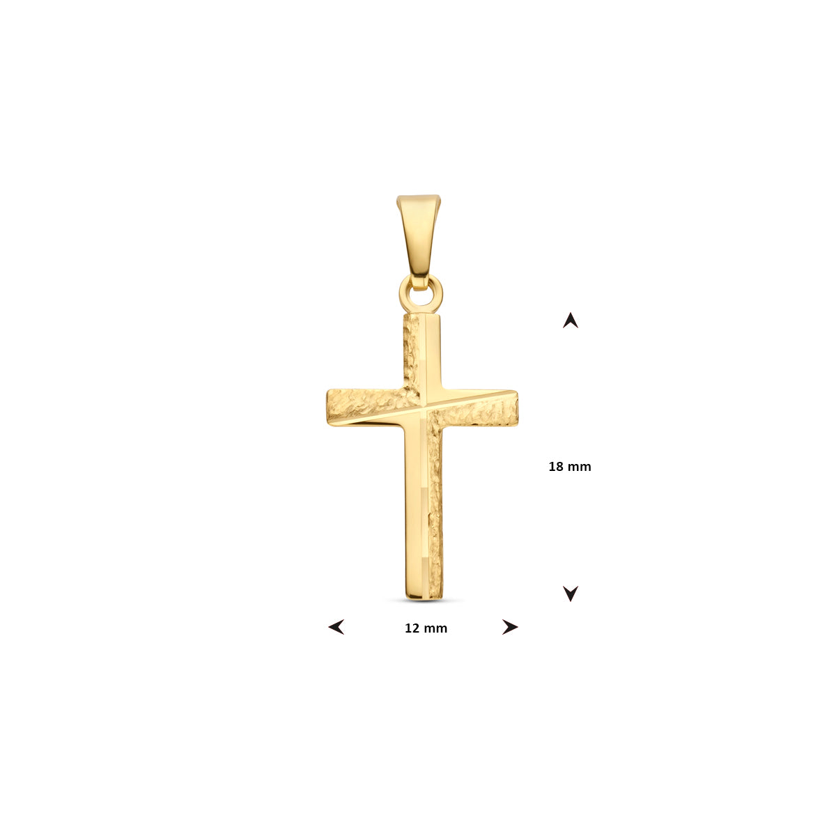 14krt geelgouden hanger kruis gehamerd 18x12mm