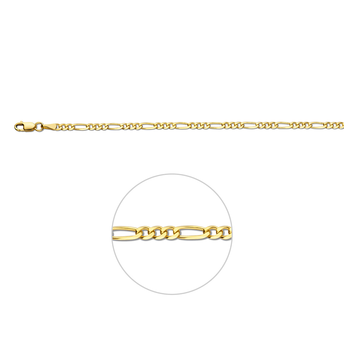 14krt geelgouden collier figaro 3,1mm - 60cm