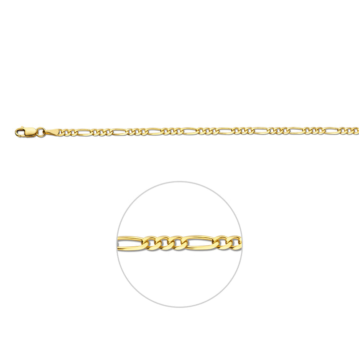 14krt geelgouden collier figaro 2,7mm - 60cm