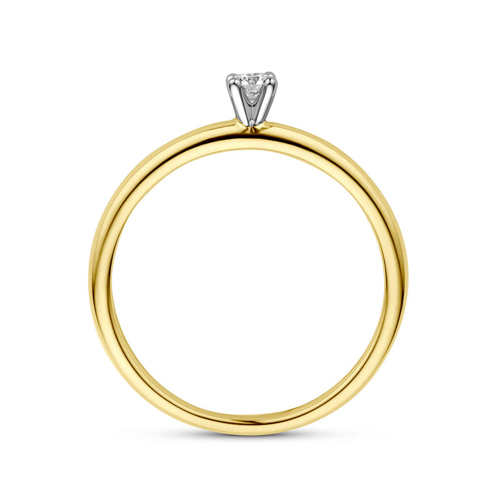 14kt bicolor gouden ring briljant 0.09ct
