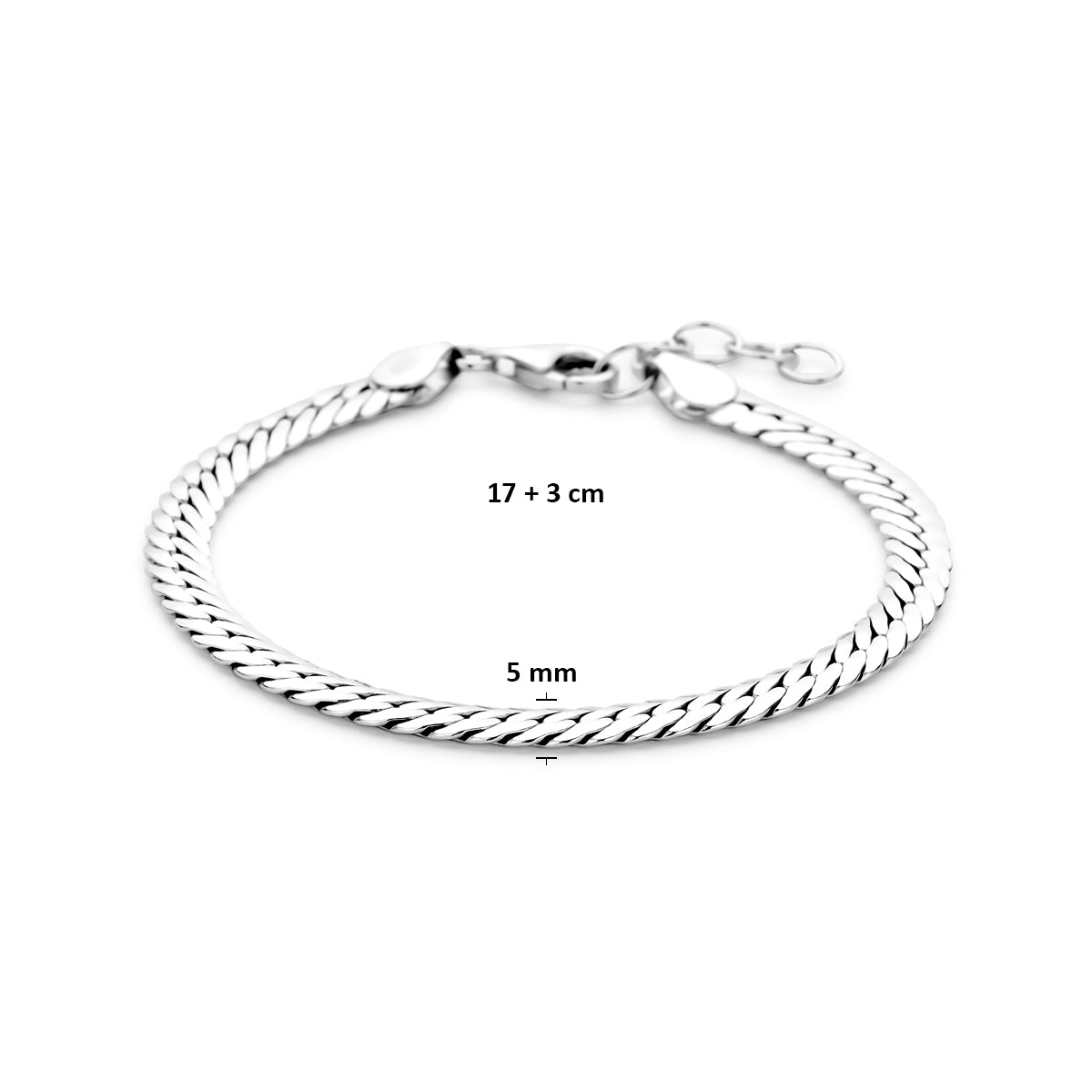Zilveren armband gourmet 5mm | 17+3cm