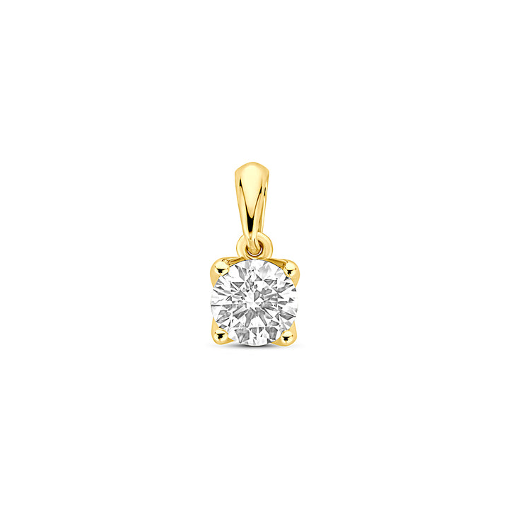 Facette - 14krt geelgouden hanger met LG diamant 0,50ct DVVS incl. IGI certificaat | 10x5,0mm