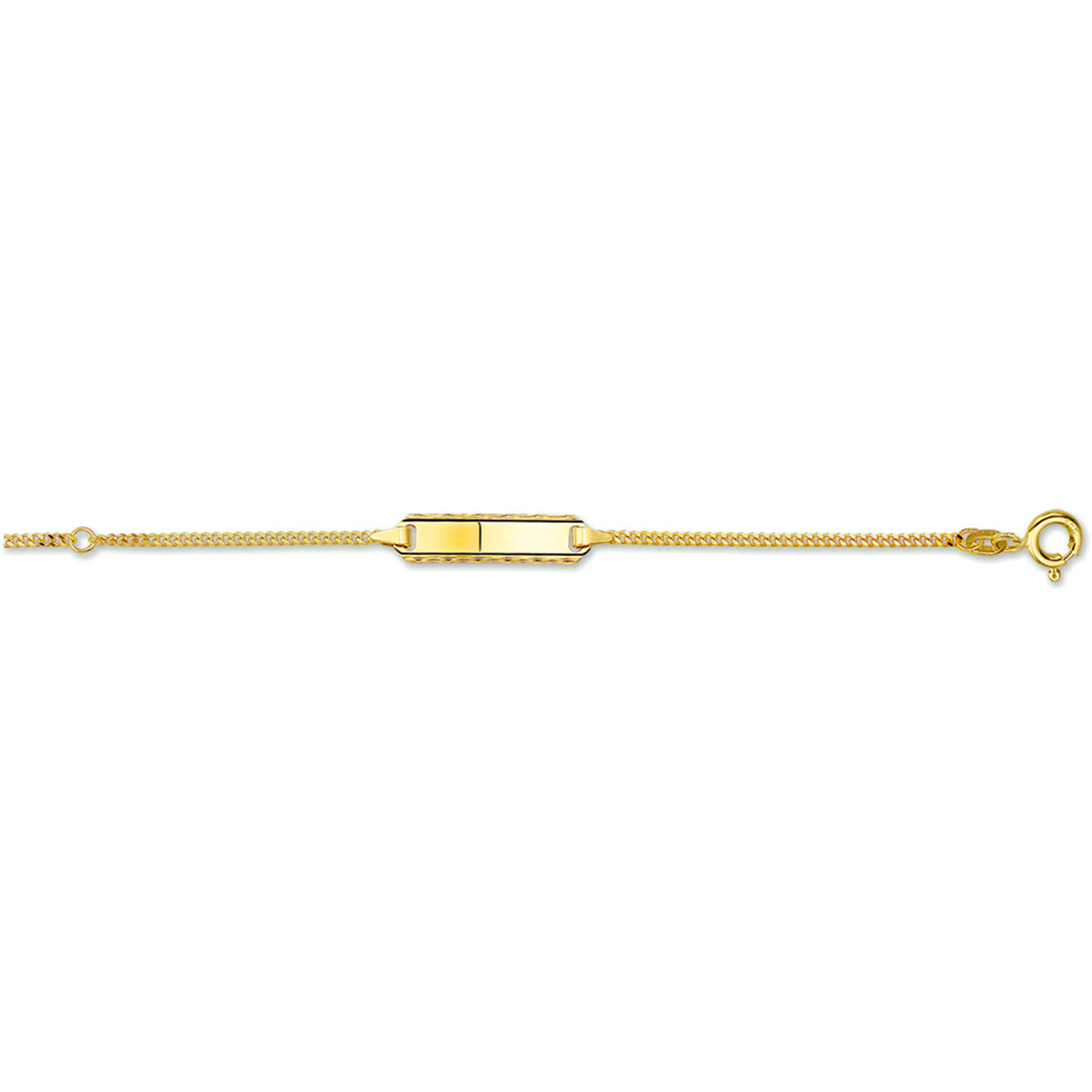 14krt geelgouden graveerarmband gourmette geslepen plaat 5mm - 12-14cm
