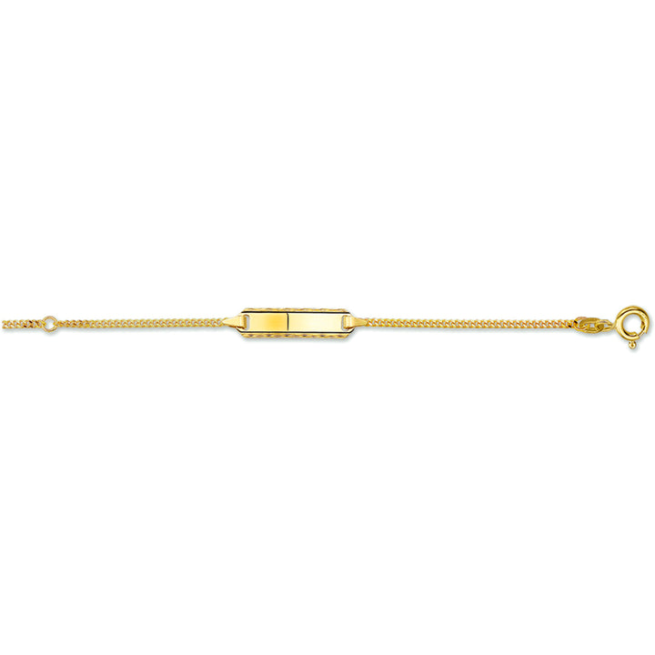 14krt geelgouden graveerarmband gourmette geslepen plaat 5mm - 12-14cm