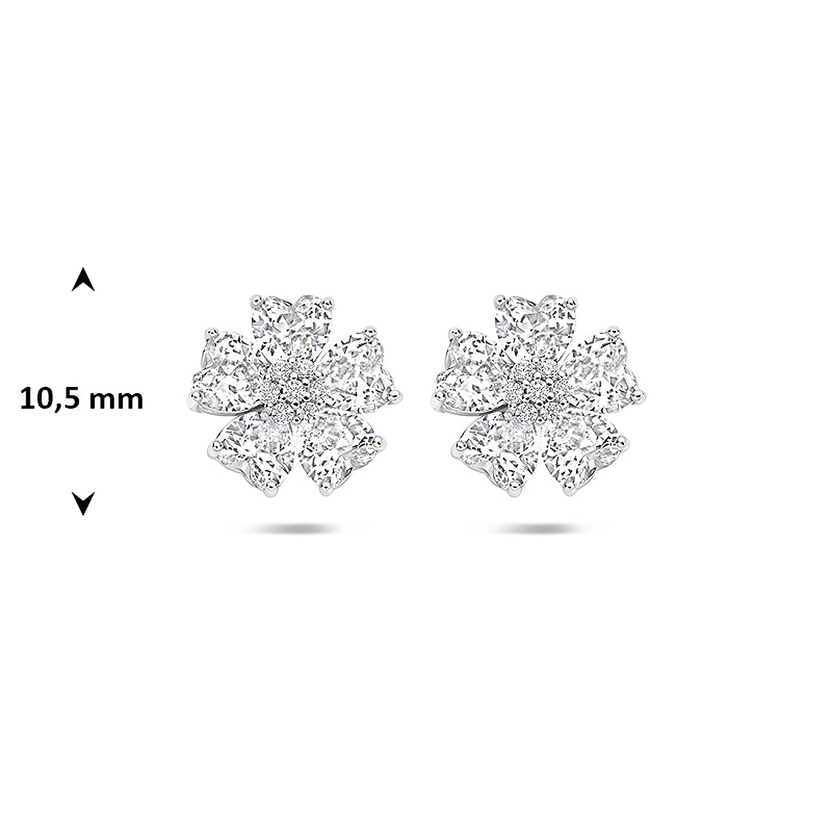 Zilveren oorknoppen zirkonia | 10.5x10.5mm