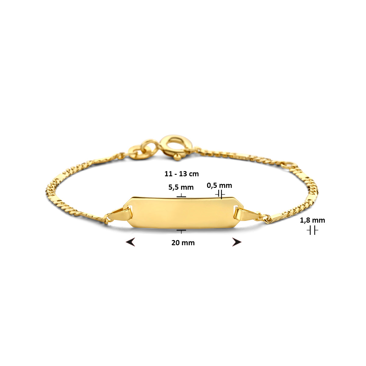 14krt geelgouden graveerarmband plaat 5,5mm | 11-13cm