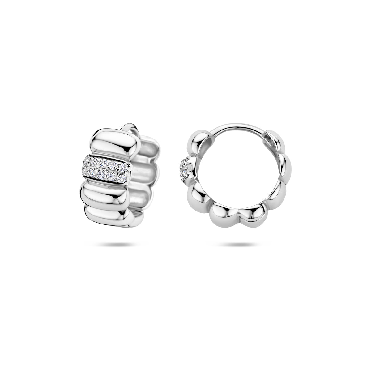 Zilveren klapoorringen zirkonia | 13,5x7mm