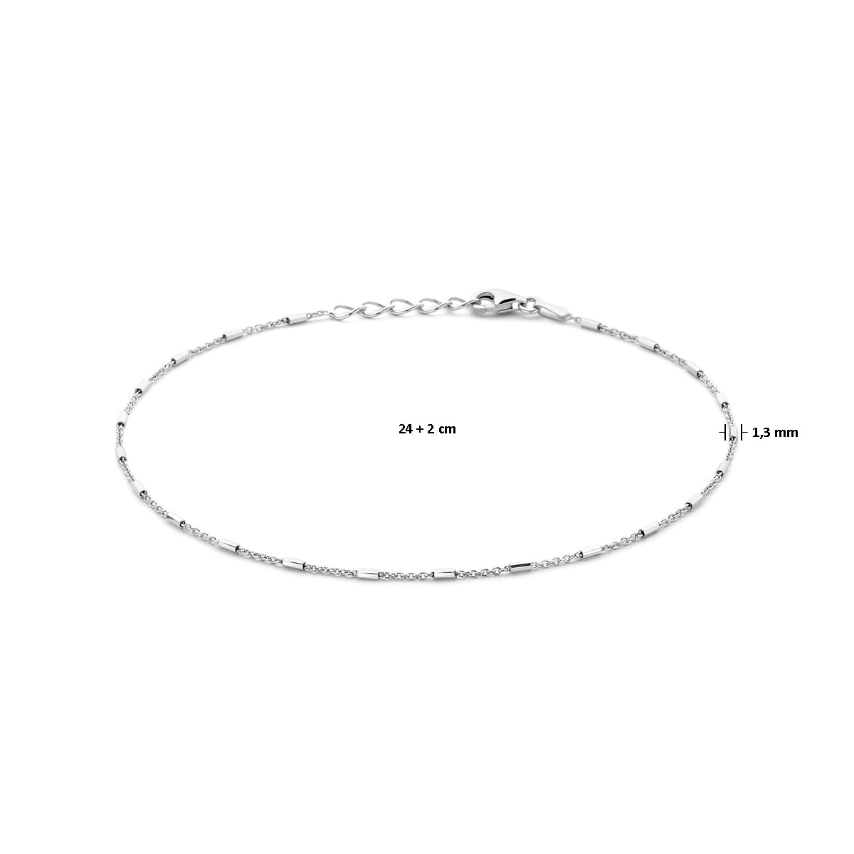 Zilveren enkelbandje buisjes 1.3mm | 24-26cm