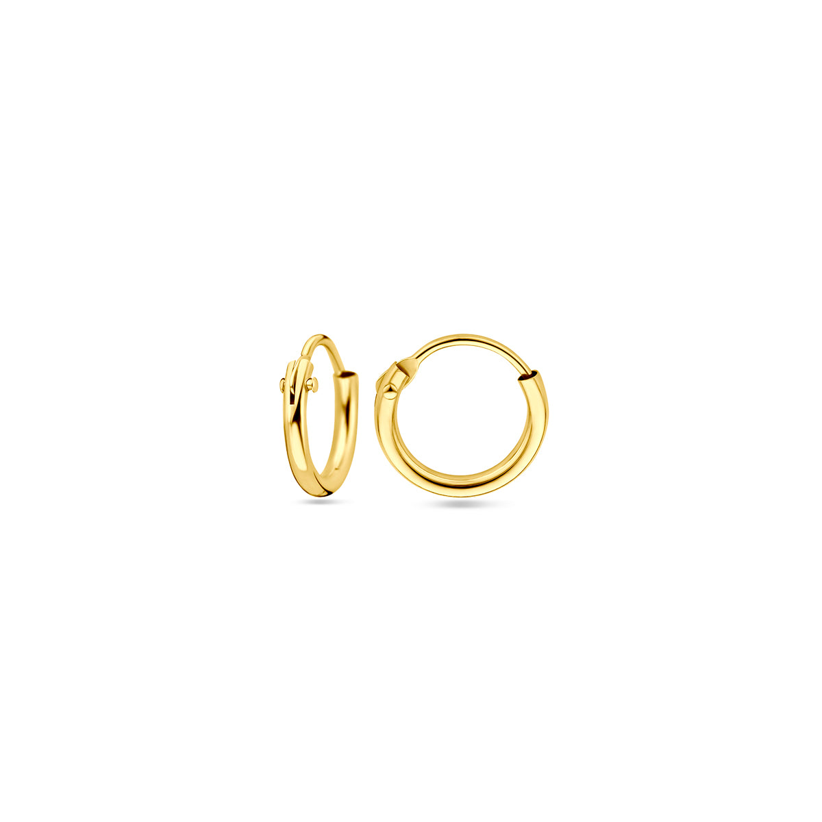 14krt geelgouden oorringen 1,3 mm ronde buis | dia 9mm