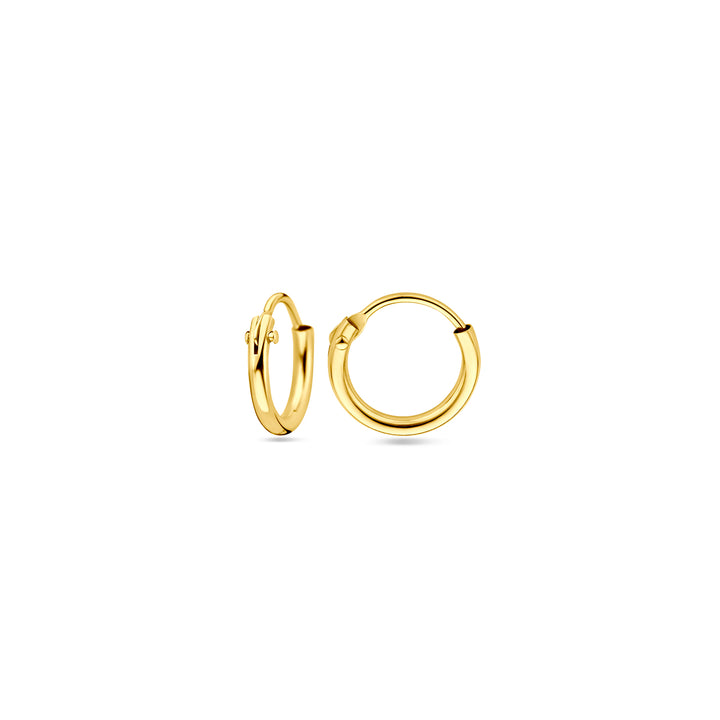 14krt geelgouden oorringen 1,3 mm ronde buis | dia 9mm