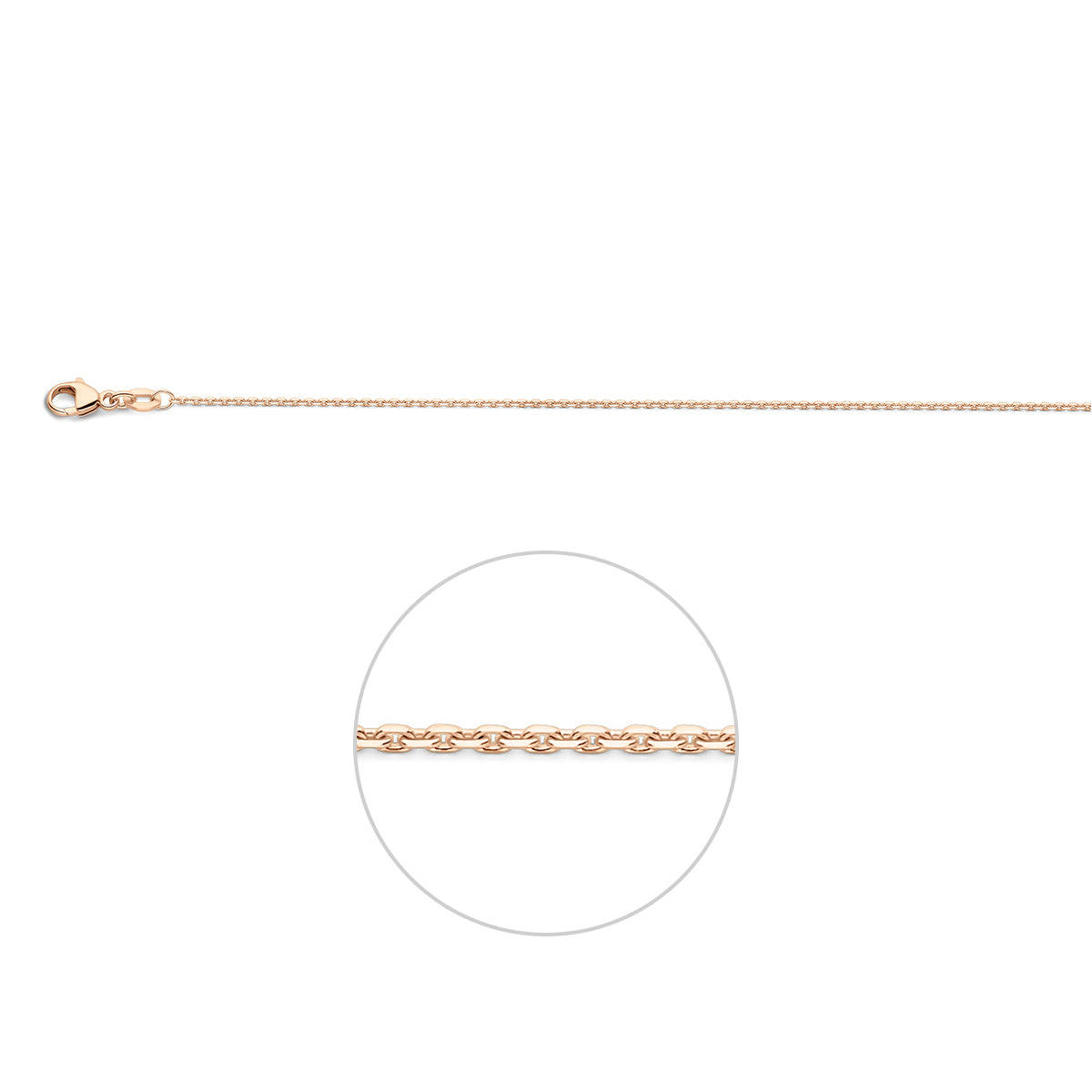 18krt roségouden lengtecollier anker gediamanteerd 1.1mm | 41-43-45cm