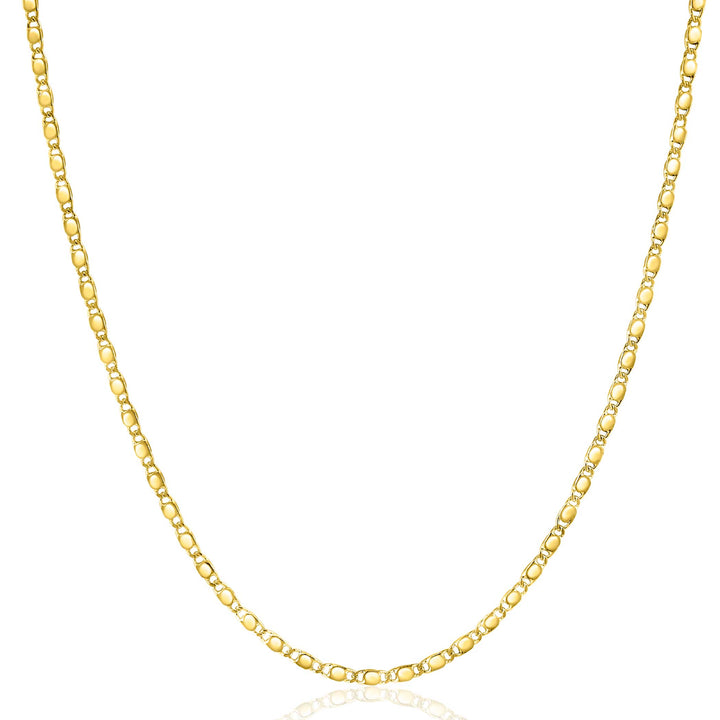 ZINZI Gold 14 karaat gouden massieve ketting met glanzende fantasie plaatjes 1.7mm breed 41-43cm ZGC497