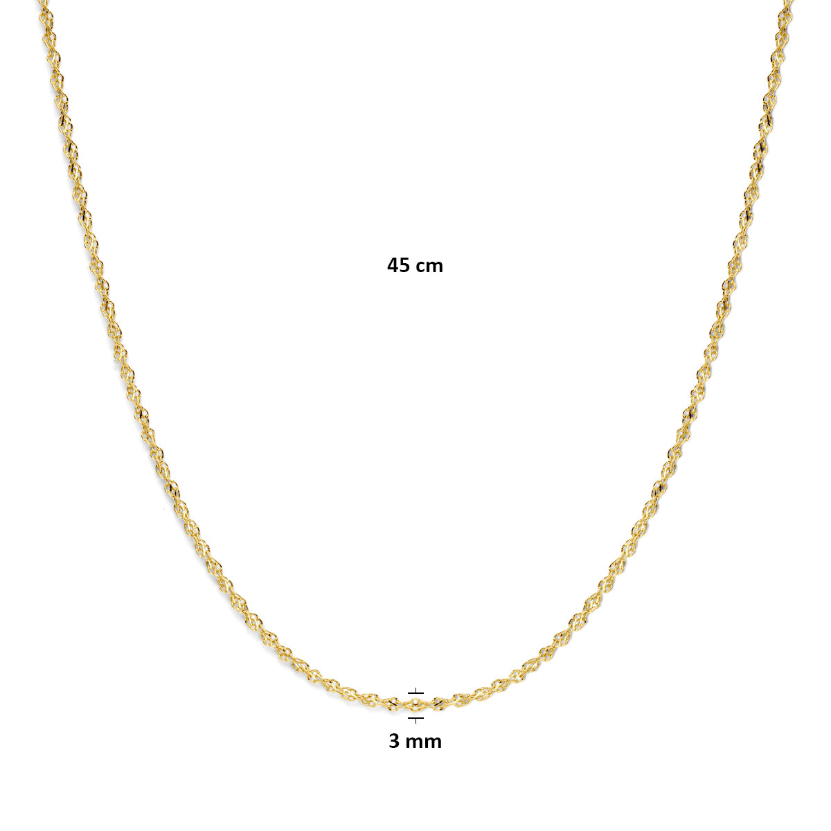 Silgold collier gedraaid 3,2mm | 45cm