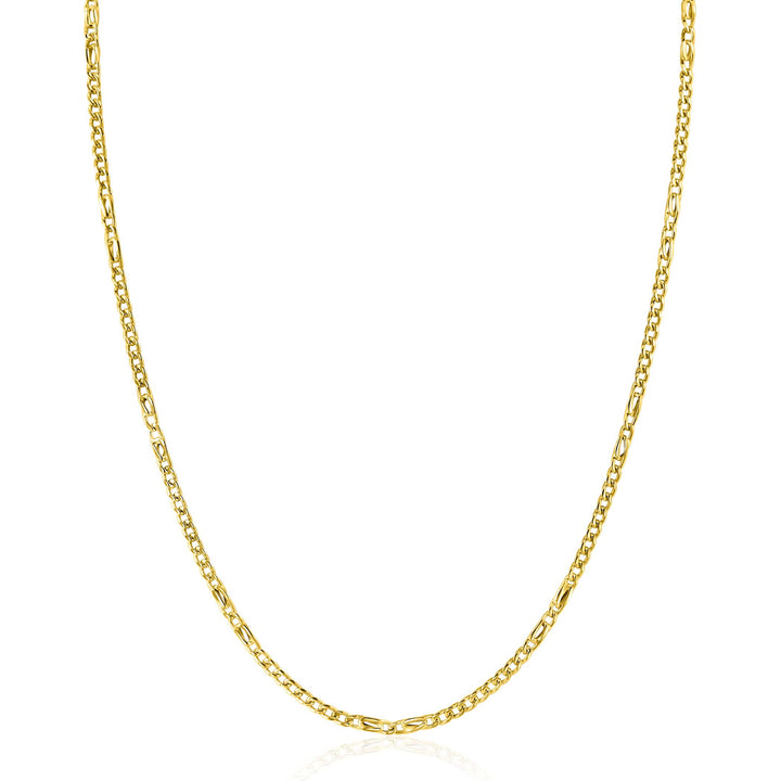 ZINZI Gold 14 karaat gouden massieve gourmet ketting met valkenoog schakels 2mm breed 41-43cm ZGC498