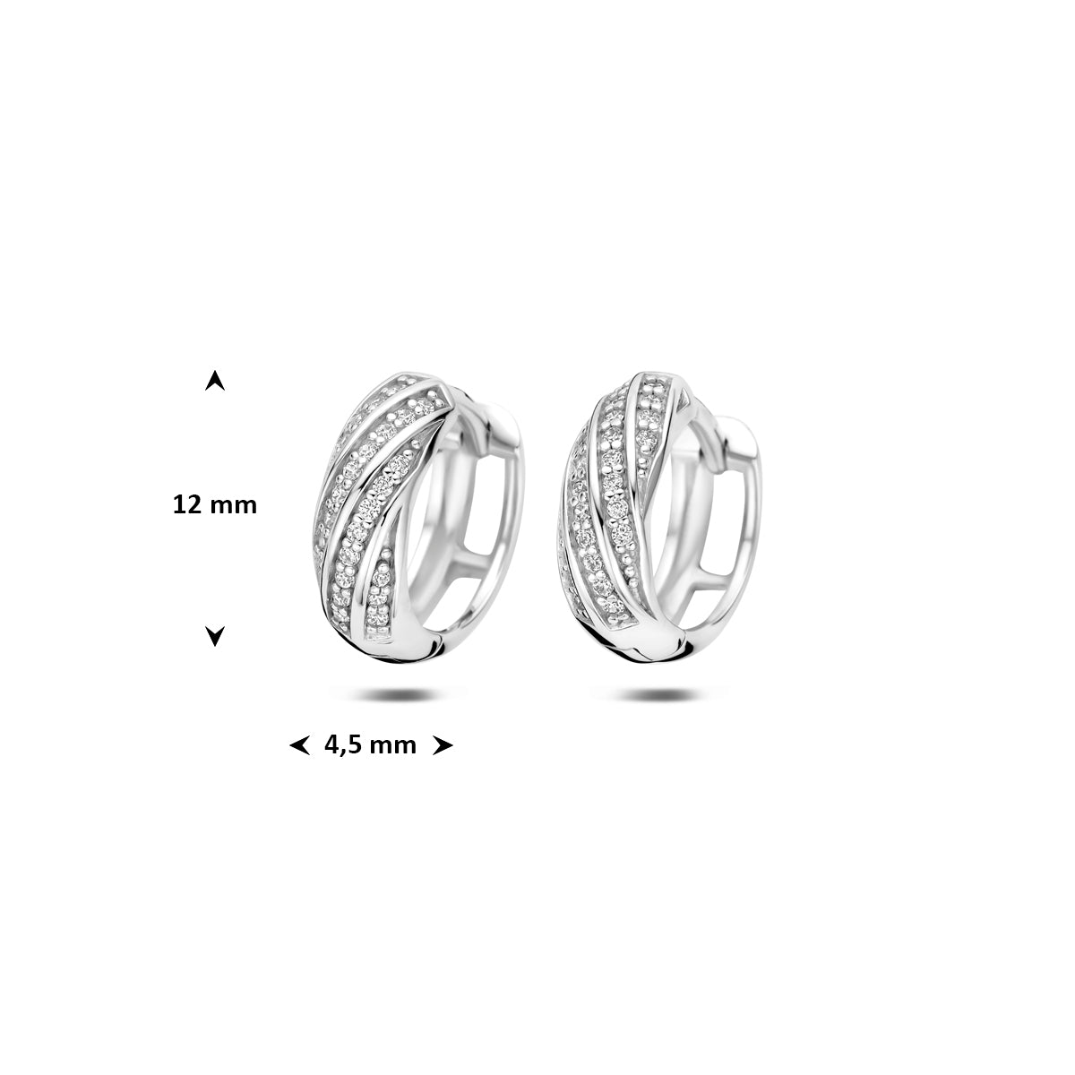 Zilveren klapoorringen zirkonia | 12x4,5mm