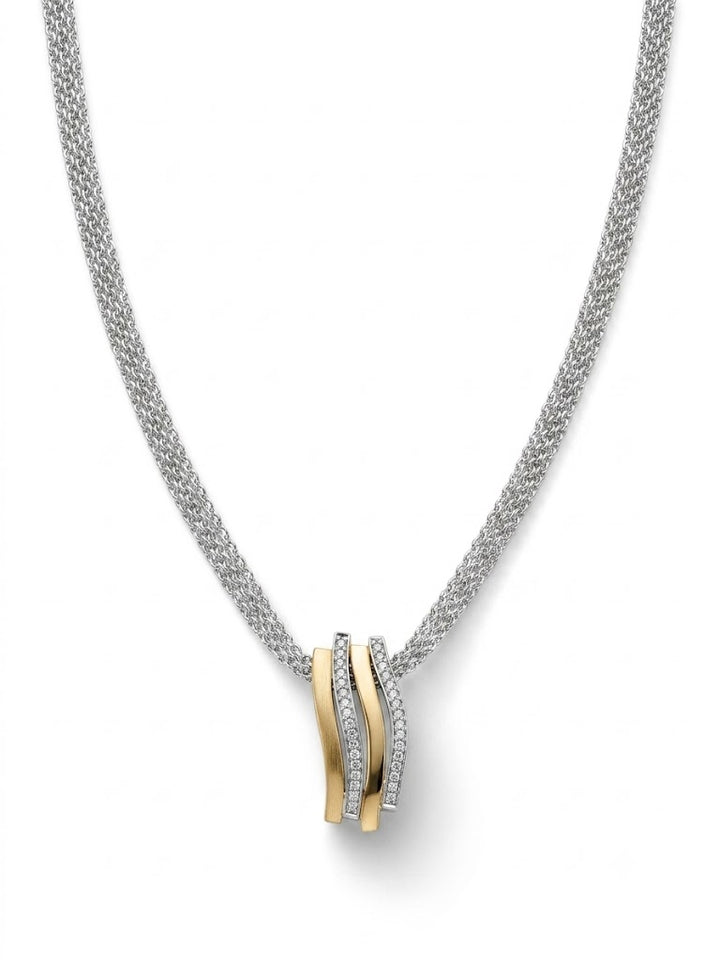 14krt bicolorgouden collier met hanger 0.17ct briljant | 42cm