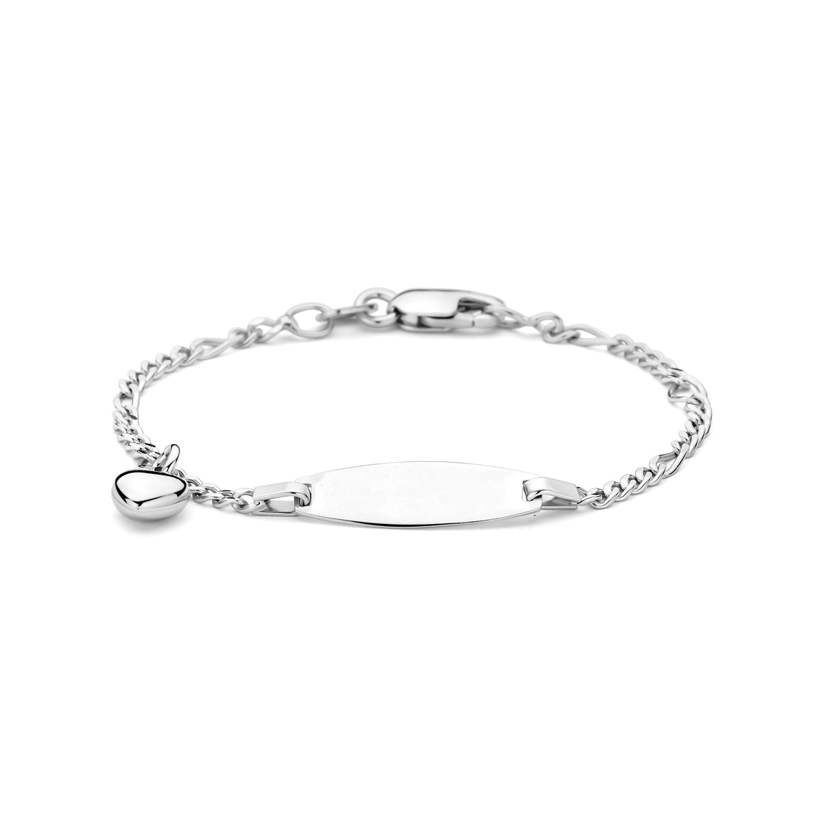 Zilveren graveerarmband figaro - hart 6,5mm x 19,5mm | 11-13cm