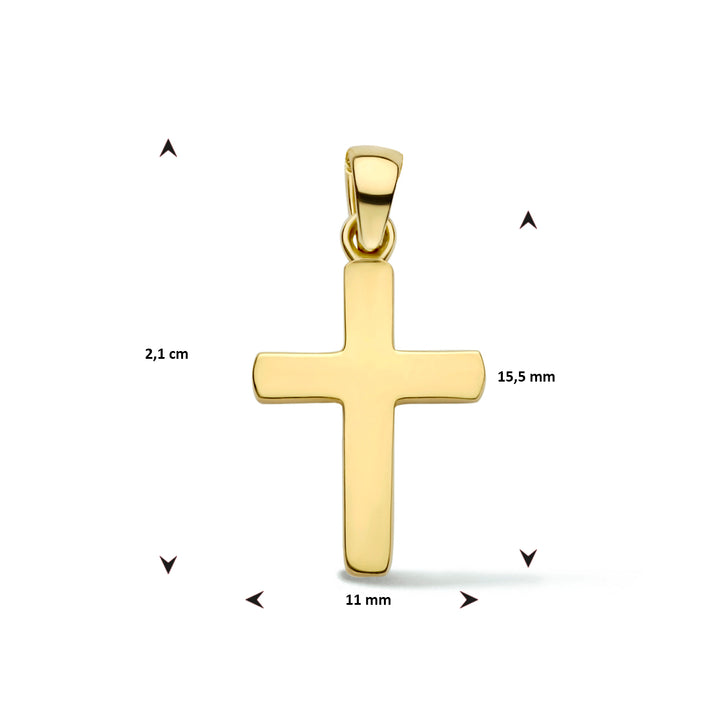 14krt geelgouden hanger kruis 15.5x11mm